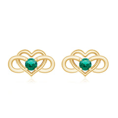 Lab Grown Emerald Infinity Heart Stud Earrings