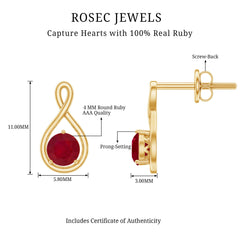 1/2 CT Solitaire Ruby Infinity Stud Earrings