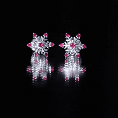 Natural Ruby Flower Stud Earrings for Women