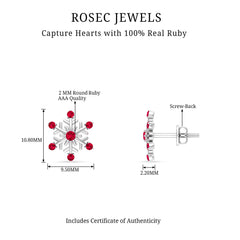 Natural Ruby Flower Stud Earrings for Women
