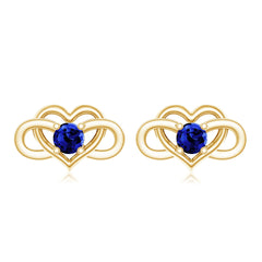 Lab Created Blue Sapphire Infinity Heart Stud Earrings