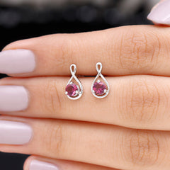1/2 CT Pink Tourmaline Solitaire Gold Infinity Stud Earring