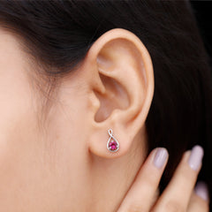 1/2 CT Pink Tourmaline Solitaire Gold Infinity Stud Earring