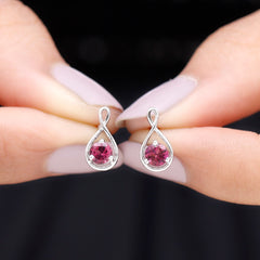 1/2 CT Pink Tourmaline Solitaire Gold Infinity Stud Earring