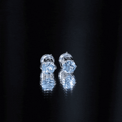 1.5 Carat Round Aquamarine Solitaire Stud Earrings
