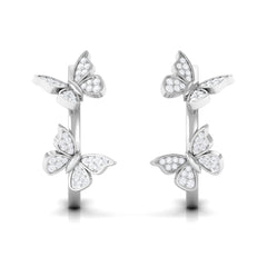 Diamond Butterfly Hoop Earrings