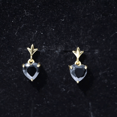 4 Carat Solitaire Black Onyx Heart Drop Earrings