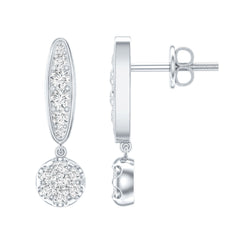 Real Diamond Bar Drop Earrings for Women