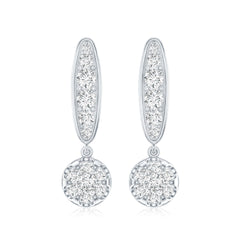 Real Diamond Bar Drop Earrings for Women
