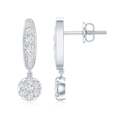 Real Diamond Bar Drop Earrings for Women
