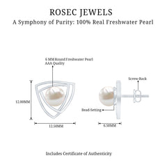 Round Shape Freshwater Pearl Statement Stud Earrings