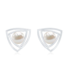Round Shape Freshwater Pearl Statement Stud Earrings