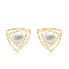 Round Shape Freshwater Pearl Statement Stud Earrings
