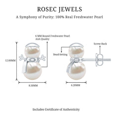 Natural Freshwater Pearl Snowman Stud Earrings