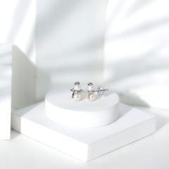 Natural Freshwater Pearl Snowman Stud Earrings
