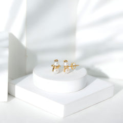 Natural Freshwater Pearl Snowman Stud Earrings