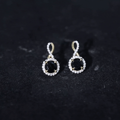 2 Carat Lab Grown Black and White Diamond Infinity Stud Earrings
