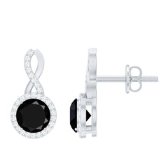 2 Carat Lab Grown Black and White Diamond Infinity Stud Earrings