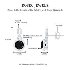 2 Carat Lab Grown Black and White Diamond Infinity Stud Earrings