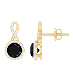 2 Carat Lab Grown Black and White Diamond Infinity Stud Earrings