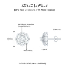 Certified Moissanite Big Flower Stud Earrings