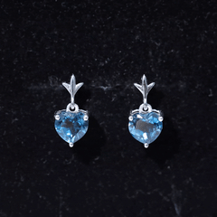 4 Carat London Blue Topaz Heart Drop Earrings for Women