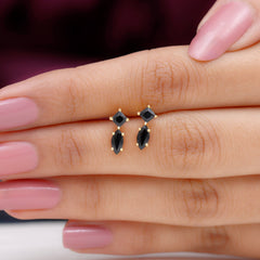 Natural Black Spinel Minimal Stud Earrings