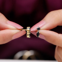 Natural Black Spinel Minimal Stud Earrings