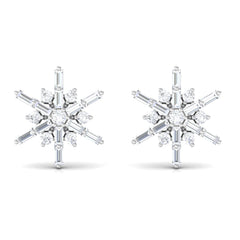 Minimal Diamond Snowflake Stud Earrings