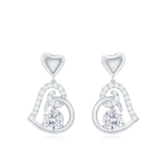 3/4 CT Accent Set Moissanite Heart Drop Earrings for Women