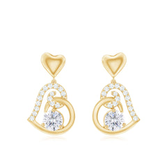 3/4 CT Accent Set Moissanite Heart Drop Earrings for Women