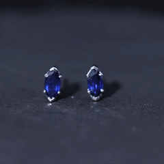 1.5 Carat Marquise Lab Created Blue Sapphire Stud Earrings