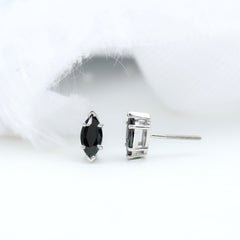 1.68 Carat Marquise Cut Lab Grown Black Diamond Stud Earrings