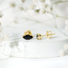 1.68 Carat Marquise Cut Lab Grown Black Diamond Stud Earrings
