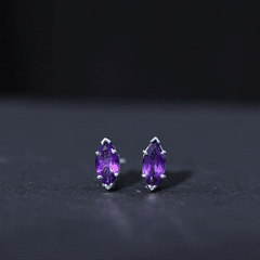 1.48 Carat Marquise Cut Amethyst Solitaire Stud Earrings