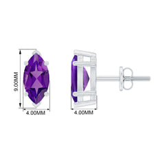 1.48 Carat Marquise Cut Amethyst Solitaire Stud Earrings