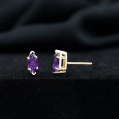 1.48 Carat Marquise Cut Amethyst Solitaire Stud Earrings