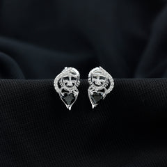 Heart Shape Black Onyx Cat Stud Earrings