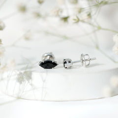 1.5 CT Marquise Black Spinel Solitaire Stud Earrings