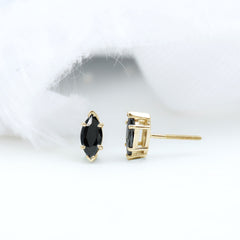 1.5 CT Marquise Black Spinel Solitaire Stud Earrings
