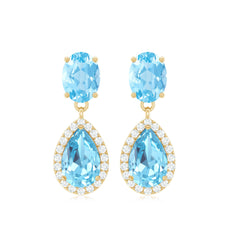 4.5 CT Aquamarine and Moissanite Dangle Drop Earrings