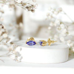 8X4 MM Marquise Cut Tanzanite Solitaire Stud Earring