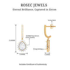 Certified Zircon Teardrop Bridal Hoop Drop Earrings