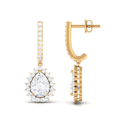 Certified Zircon Teardrop Bridal Hoop Drop Earrings
