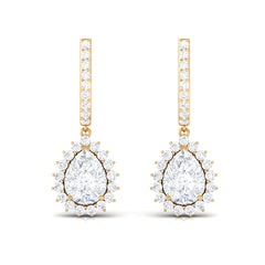 Certified Zircon Teardrop Bridal Hoop Drop Earrings