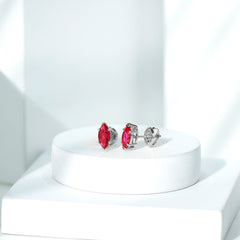 Certified Marquise Cut Lab Grown Ruby Everyday Stud Earring