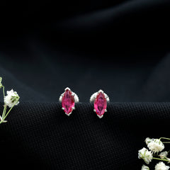 Certified Marquise Cut Lab Grown Ruby Everyday Stud Earring