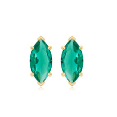 Marquise Cut 4X8MM Lab Created Emerald Solitaire Stud Earrings