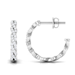Natural Diamond Infinity Hoop Earrings with Authenticity Certificate