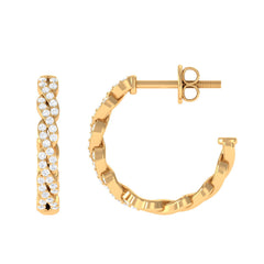 Natural Diamond Infinity Hoop Earrings with Authenticity Certificate